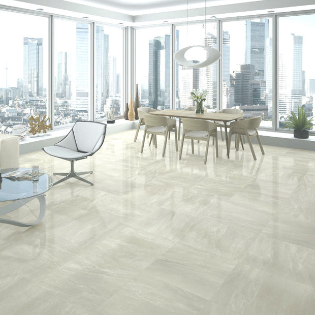 Padua Blanco Glossy 60.8 x 60.8cm, porcelain tile at Irwin Tiles