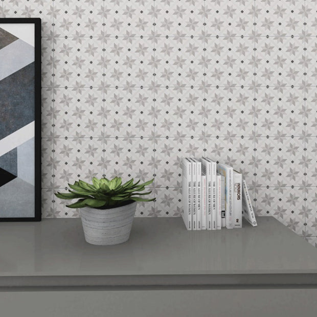 Palermo 22 Gris Pattern Tile 22.5 x 22.5cm, matt tile at Irwin Tiles