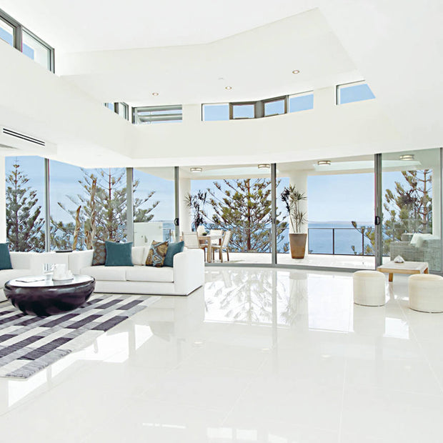 Super White 80 x 80cm, porcelain tile at Irwin Tiles