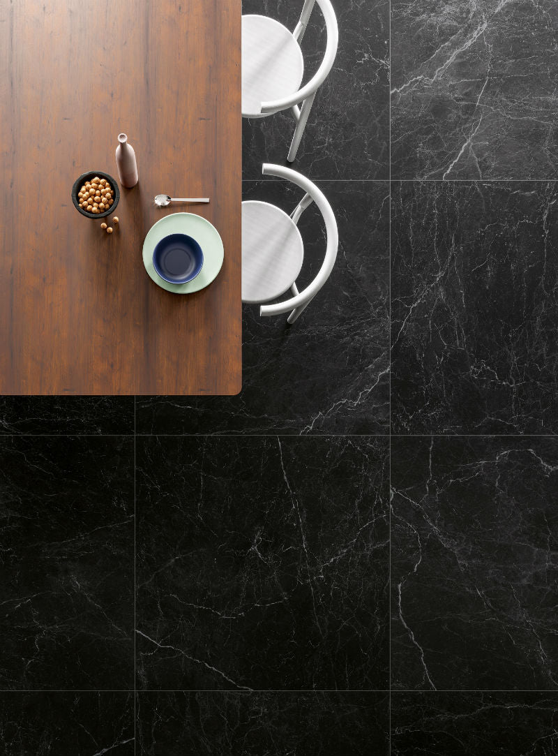 Marquina Black 120x120cm (Soft Matt Finish), tile at Irwin Tiles
