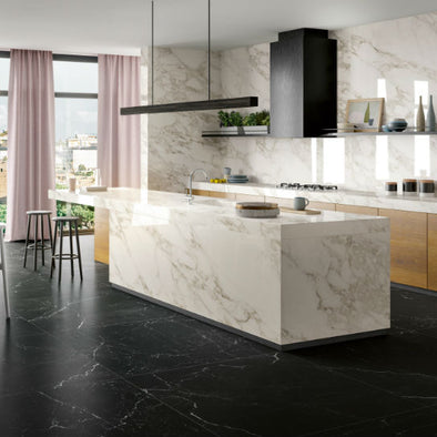 Marquina Black 120x120cm (Soft Matt Finish), porcelain tile at Irwin Tiles