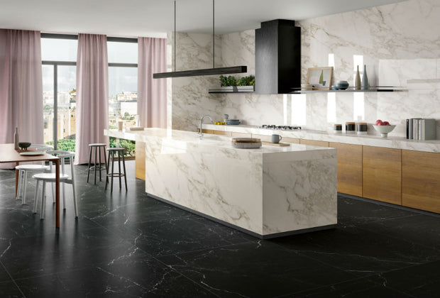 Marquina Black 120x120cm (Soft Matt Finish), porcelain tile at Irwin Tiles