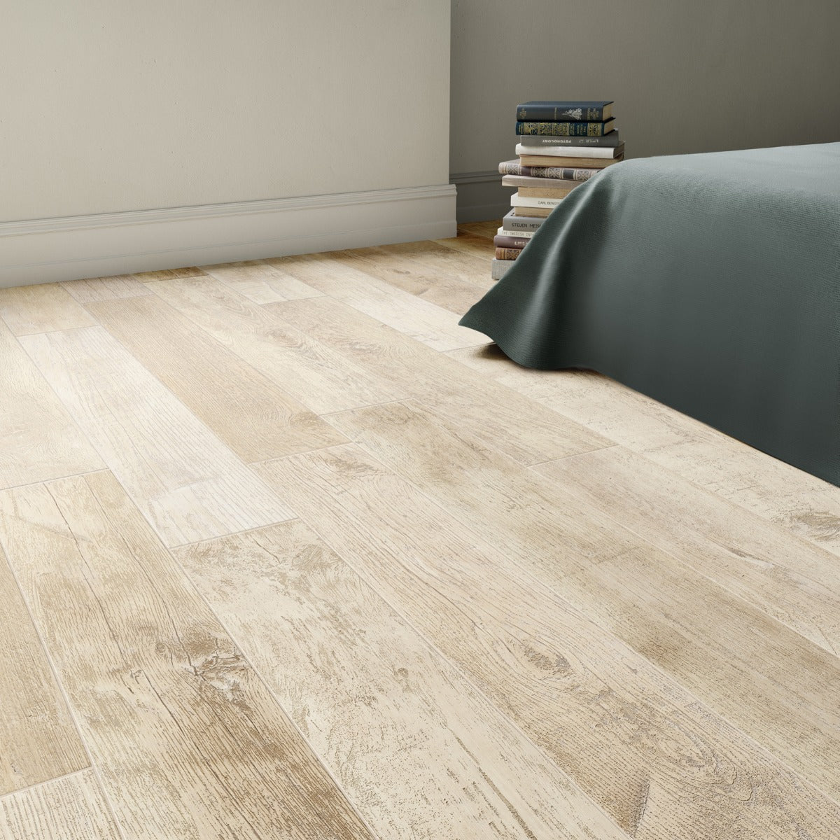 Patin Almond 20 x 120cm, matt porcelain tile for bathroom and other wet floors at Irwin Tiles, view 11