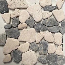 Pebbles Marble Mosaic - Dark Emperador 26 x 27cm, grey tile at Irwin Tiles