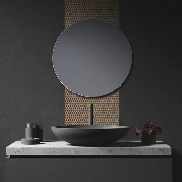 Penny Stone Glass Gold Mosaic 28.6 x 28.6cm, matt tile at Irwin Tiles