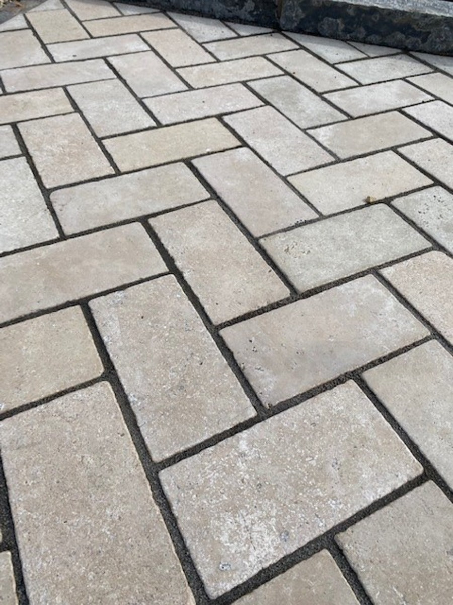 Perla Tumbled Marble Paver 15x30x3cm, matt paving at Irwin Tiles