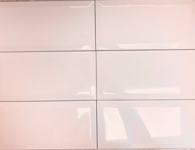 Pink Blush Bevelled 20x10cm, gloss tile at Irwin Tiles