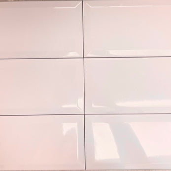Pink Blush Bevelled 20x10cm, gloss tile at Irwin Tiles