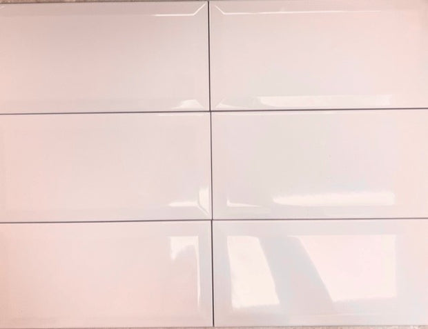 Pink Blush Bevelled 20x10cm, gloss tile at Irwin Tiles