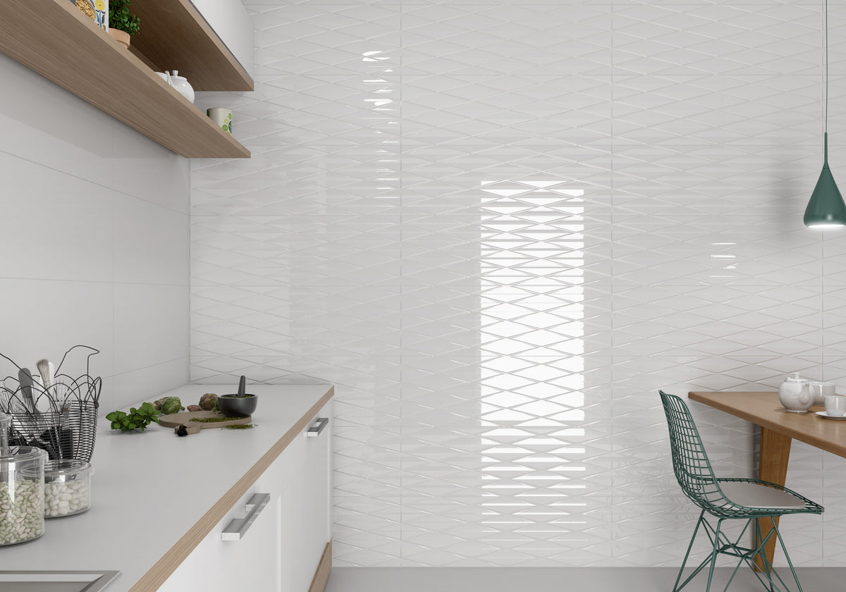 Decor Polar Brillo 30 x 90cm, white gloss wall tile at Irwin Tiles