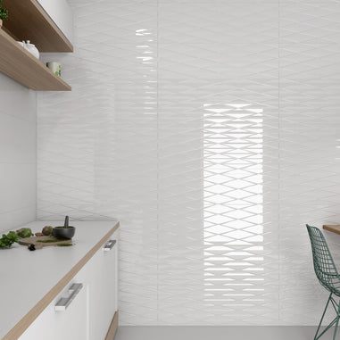 Decor Polar Brillo 30 x 90cm, white gloss wall tile at Irwin Tiles