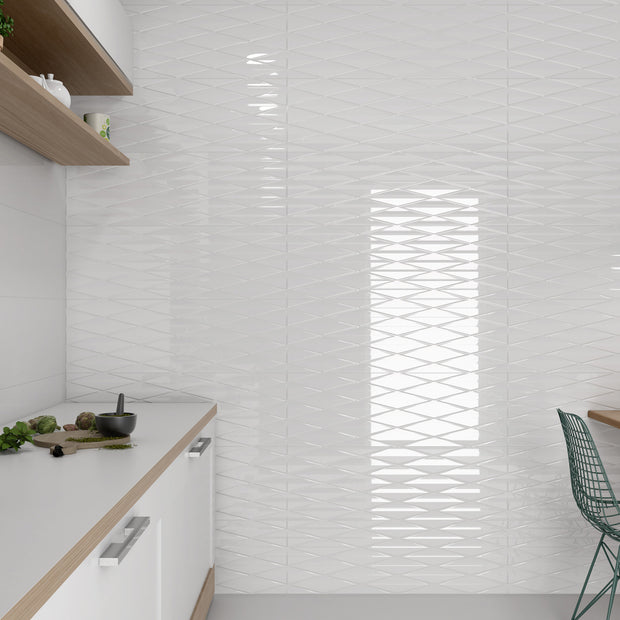 Decor Polar Brillo 30 x 90cm, white gloss wall tile at Irwin Tiles