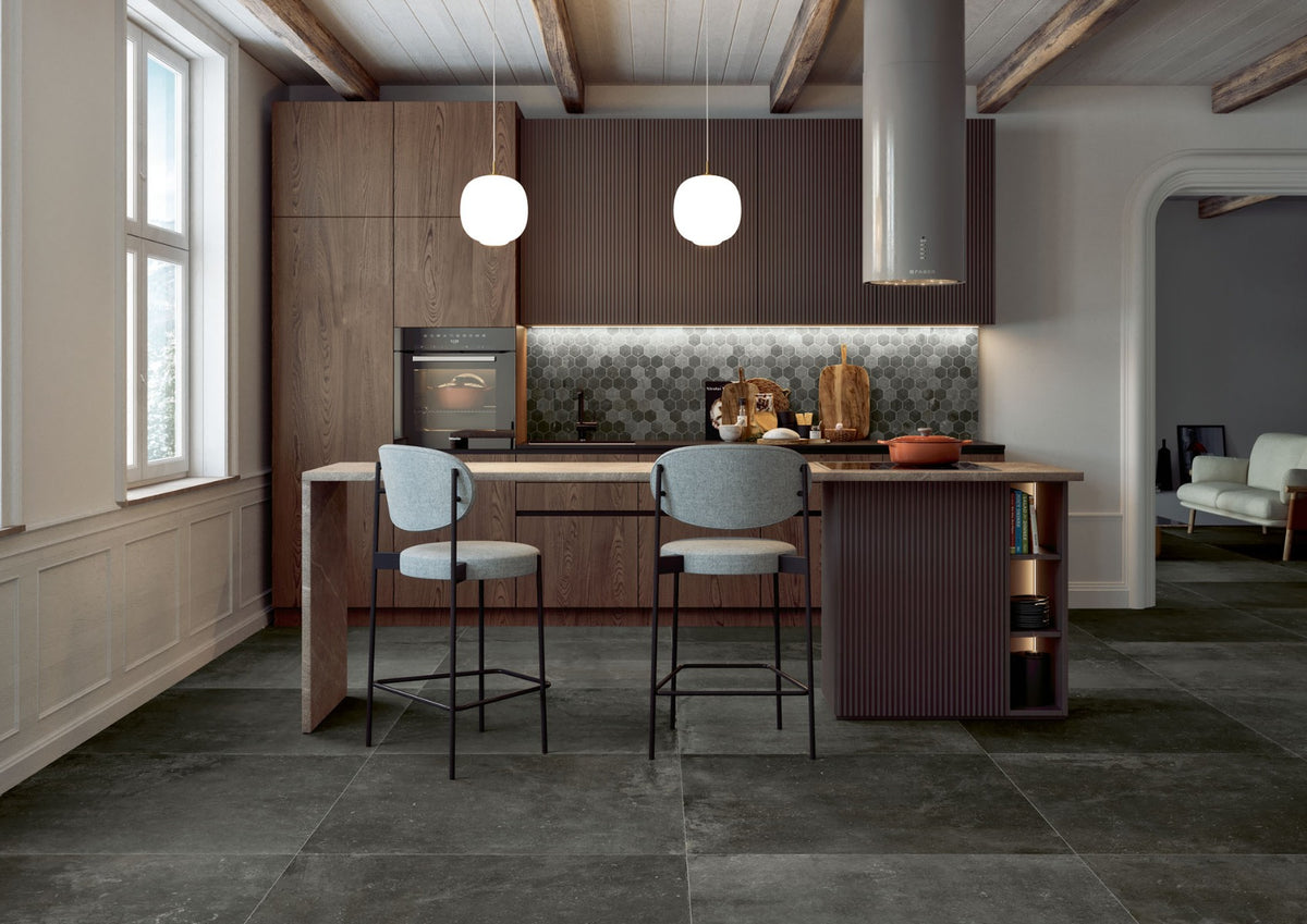 Promenade Ebano 100 x 100cm, grey matt tile at Irwin Tiles
