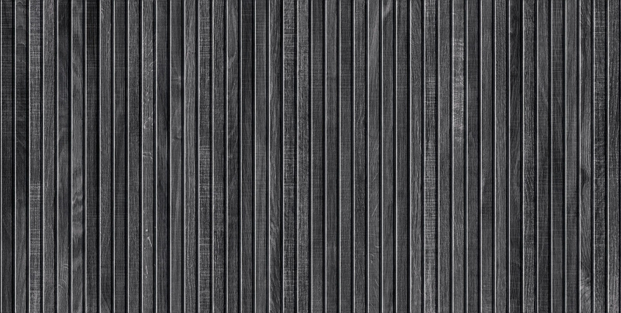 Ribbon Black (Ribbed Wood Look) Rectified Porcelain 60 x 120cm, matt tile for feature walls at Irwin Tiles