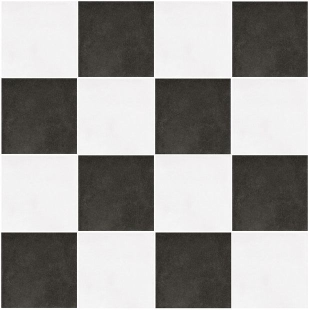 Quilt Black & White Chequered 20x20cm, matt floor tile at Irwin Tiles