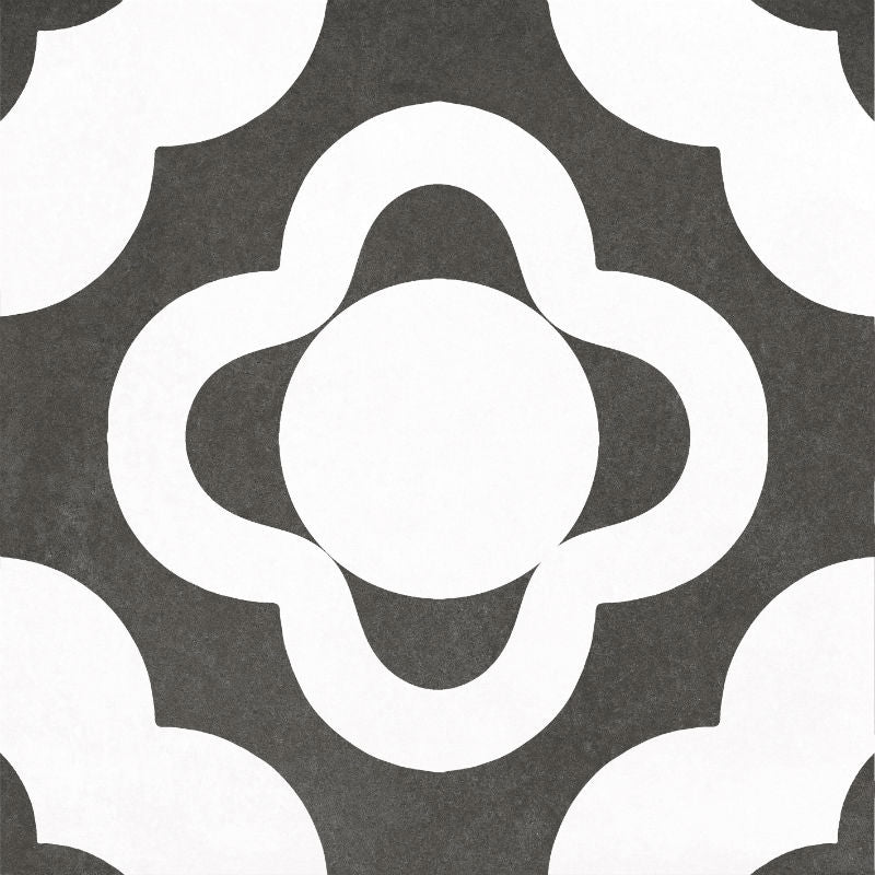 Quilt Decor 20x20cm tile, black matt, at Irwin Tiles