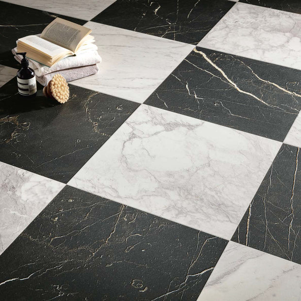 Reve Noir & Blanco Chequered 30x30cm, porcelain tile at Irwin Tiles