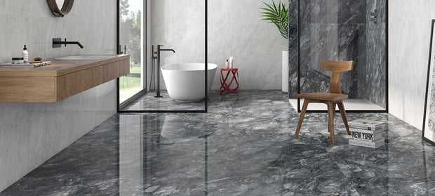 Silke Blanco 90 x 90cm, gloss tile at Irwin Tiles