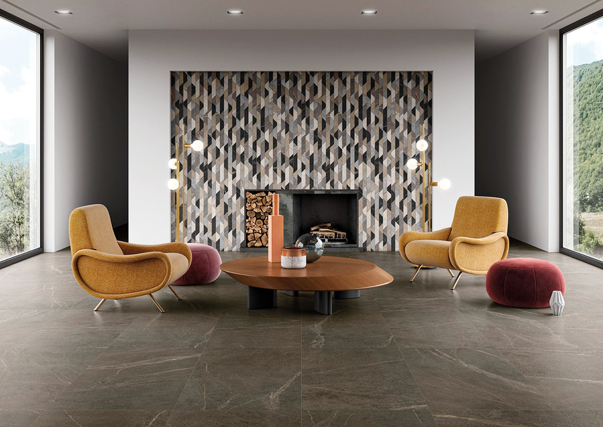 Soap Stone Coffee 100x100cm, porcelain tile at Irwin Tiles