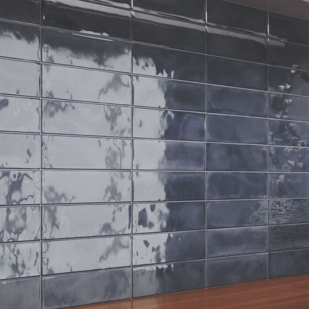Splendours Blue Night (Crackle Glaze) 7.5 x 30cm, gloss wall tile at Irwin Tiles