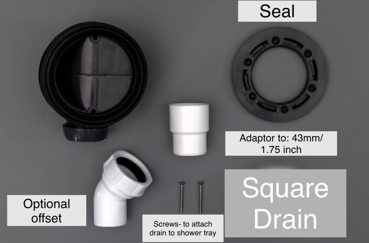 SolidSoft Rectangular Anthracite Flexible Shower Tray Square Drain, flexible shower tray for tiled at Irwin Tiles, view 7