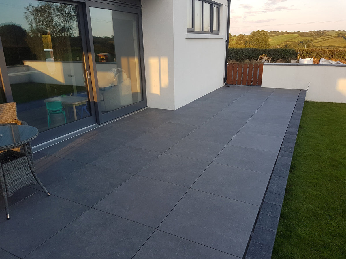 Start Argent 76 x 76 x 2cm, matt porcelain paving for patios, paths and outdoor areas at Irwin Tiles