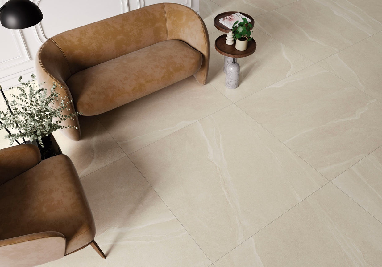 Austral Ivory Matt 75 x 75cm, porcelain tile for kitchens, bathrooms and hallways at Irwin Tiles