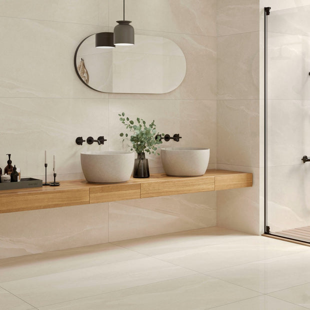 Austral Ivory Glossy 59 x 119cm, porcelain tile at Irwin Tiles