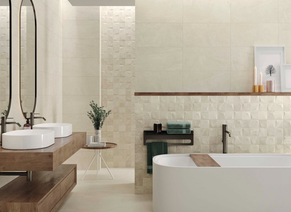 Bellevue Ivory Light 30 x 60cm, matt wall tile at Irwin Tiles
