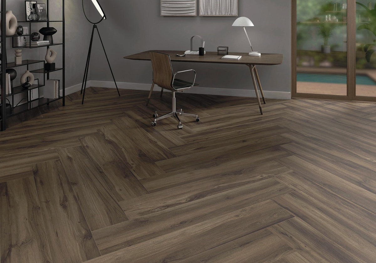 Blaze Nogal 23 x 120cm, matt porcelain tile for kitchens, bathrooms and hallways at Irwin Tiles