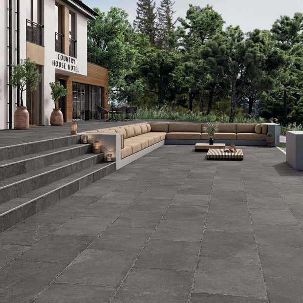 Pulse Antique Graphite 60 x 90 x 2cm, porcelain paving at Irwin Tiles