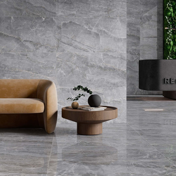 Sublime Grey Glossy 59x119cm, tile at Irwin Tiles