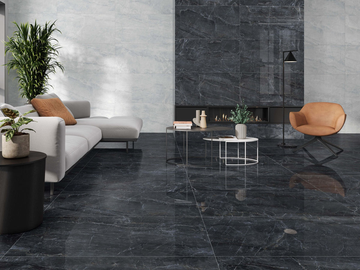 Sublime Dark Grey Glossy 59x119cm, tile at Irwin Tiles