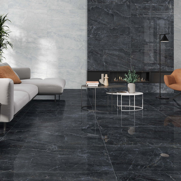 Sublime Dark Grey Glossy 59x119cm, tile at Irwin Tiles