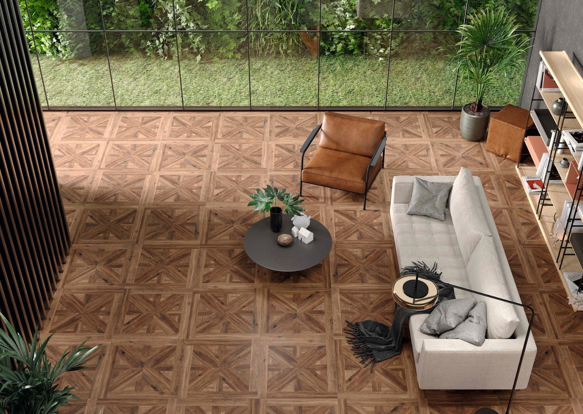 Volte Nogal 75x75cm, porcelain tile at Irwin Tiles