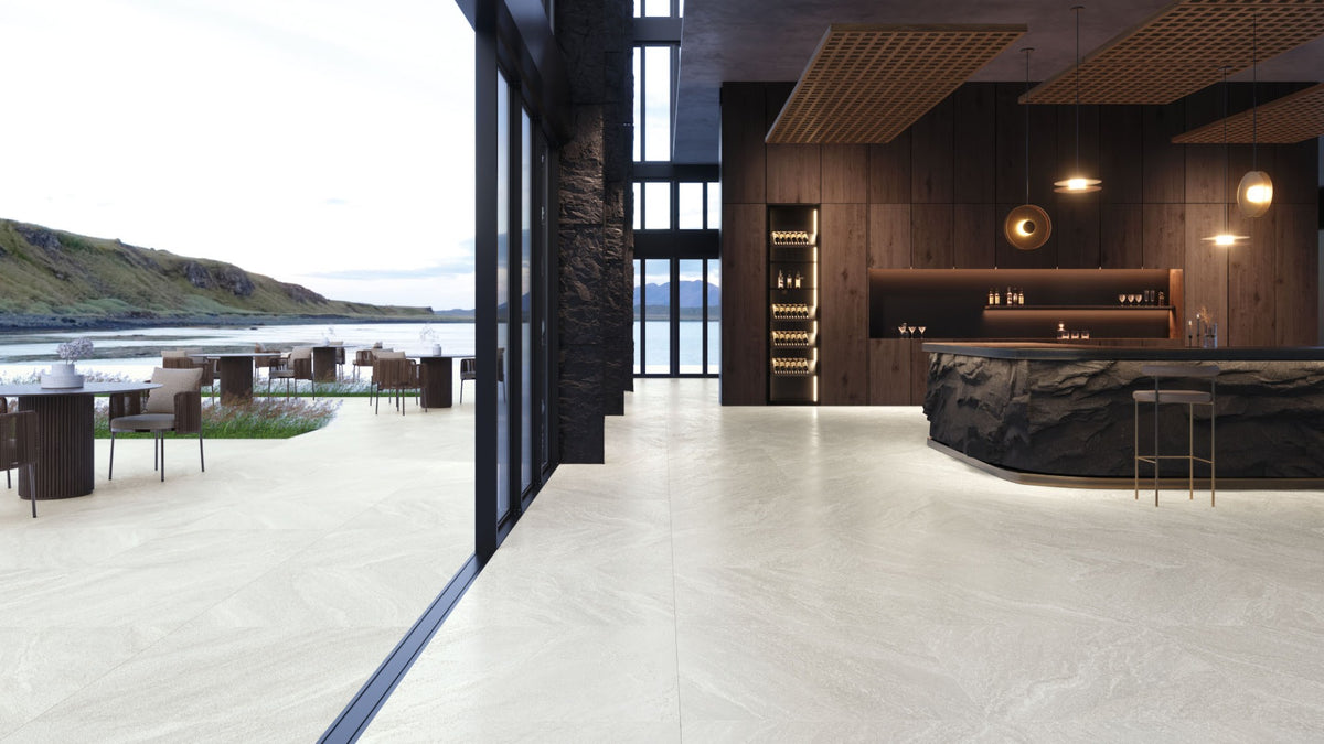 Strond Cloud 100 x 100cm, matt tile at Irwin Tiles