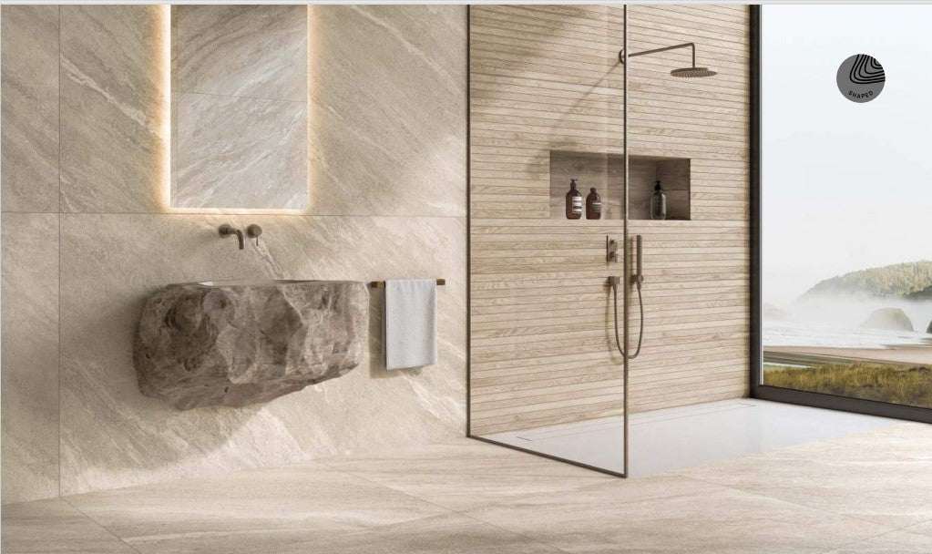 Strond Oat 100 x 100cm, porcelain tile sold by the box at Irwin Tiles