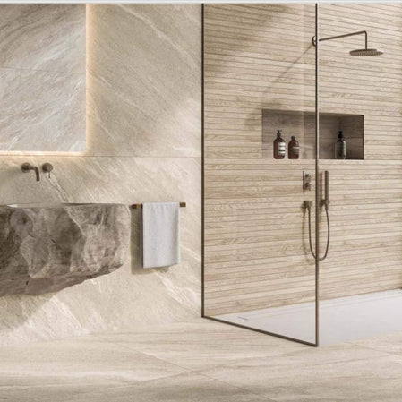 Strond Oat 100 x 100cm, porcelain tile sold by the box at Irwin Tiles