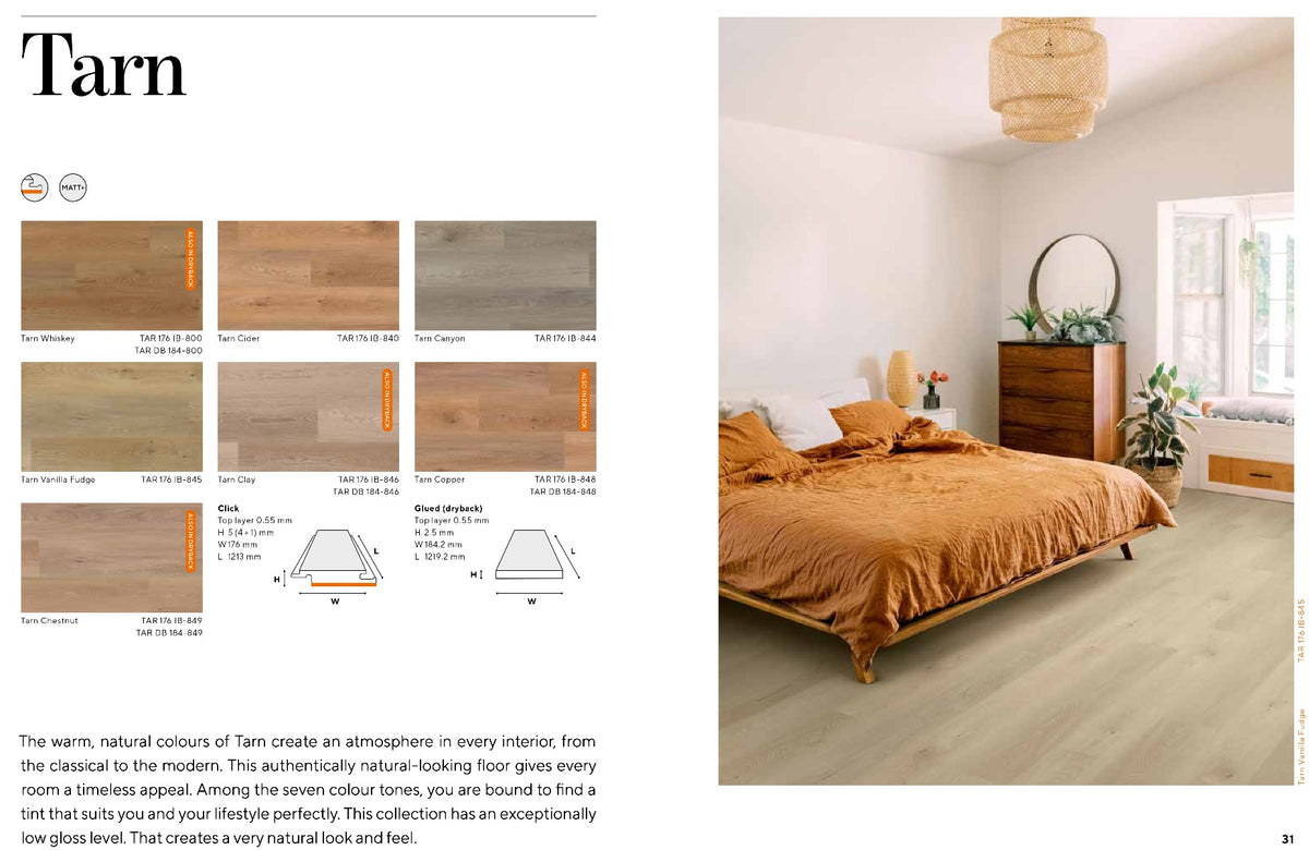 Tarn Clay Plank Rigid LVT luxury click vinyl flooring, at Irwin Tiles