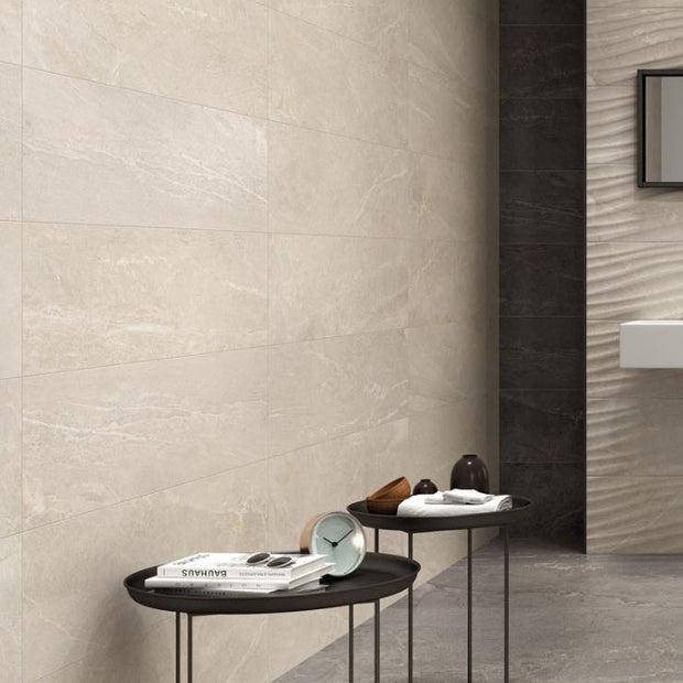 Tempo Cotton 30 x 90cm, ceramic wall tile at Irwin Tiles