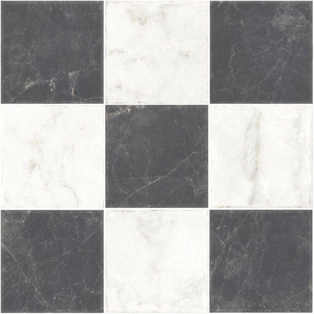 Timeless Black & White Chequered 20x20cm, matt tile at Irwin Tiles