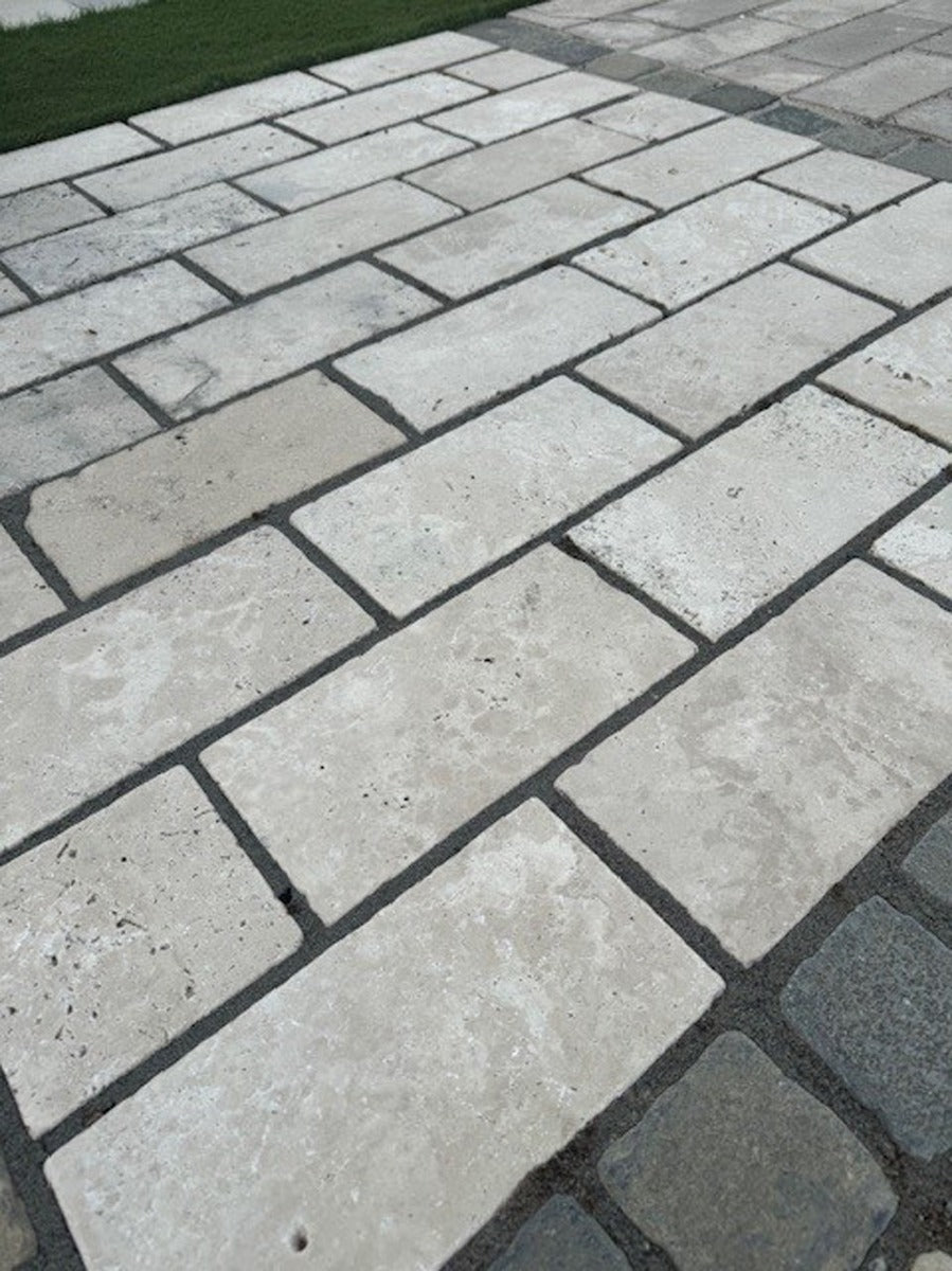 Tivoli Light Travertine Paver - Tumbled 15x30cm, natural stone paving at Irwin Tiles