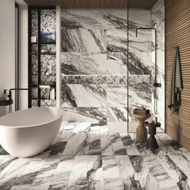 Touche Zebre Plisse 60x120cm tile, black, at Irwin Tiles