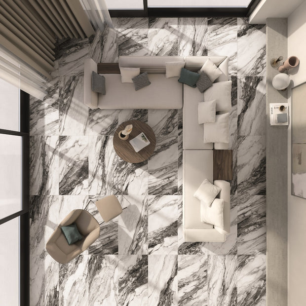 Touche Zebre 60x120cm, black matt tile at Irwin Tiles