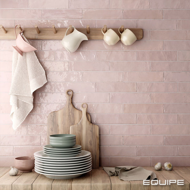 Tribeca Tea Rose 6x25cm, pink wall tile from Irwin Tiles, Co. Monaghan