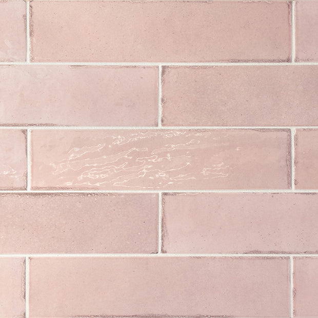 Tribeca Tea Rose 6x25cm, pink gloss wall tile at Irwin Tiles