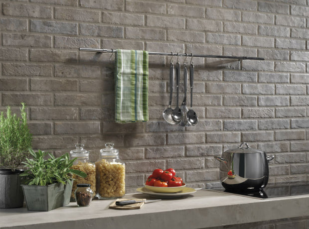 Tribecca Mud Brick Tile 6x25cm, grey matt tile at Irwin Tiles
