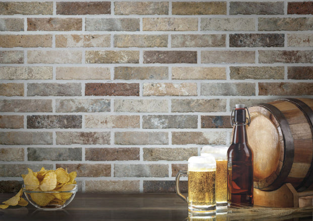Tribecca Multi-colour Brick Tile 6x25cm, porcelain tile at Irwin Tiles