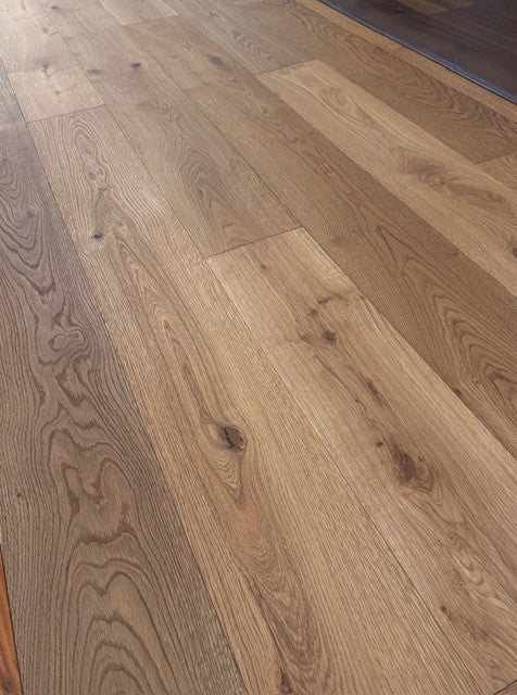Tudor Oak Smoked & Brushed 190mm, lacquered engineered wood flooring at Irwin Tiles