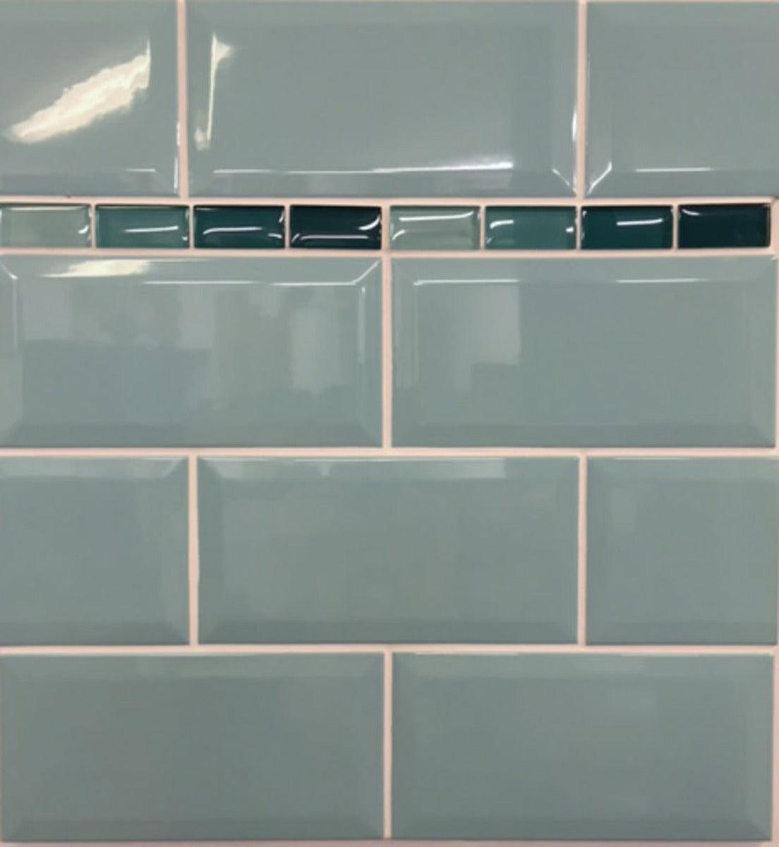 Turquesa Bevelled 20x10cm, green gloss wall tile at Irwin Tiles